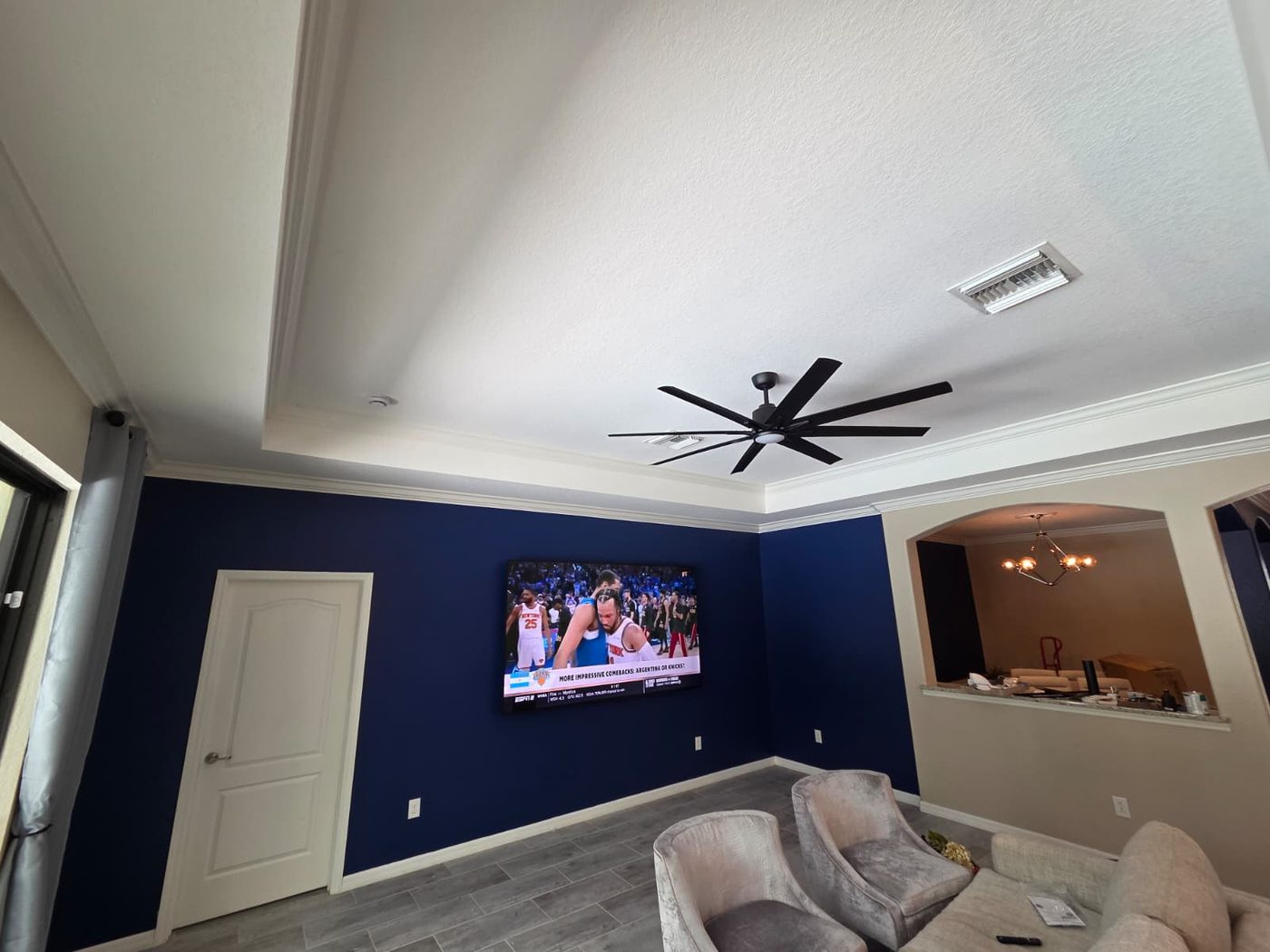 Large ceiling fan installed