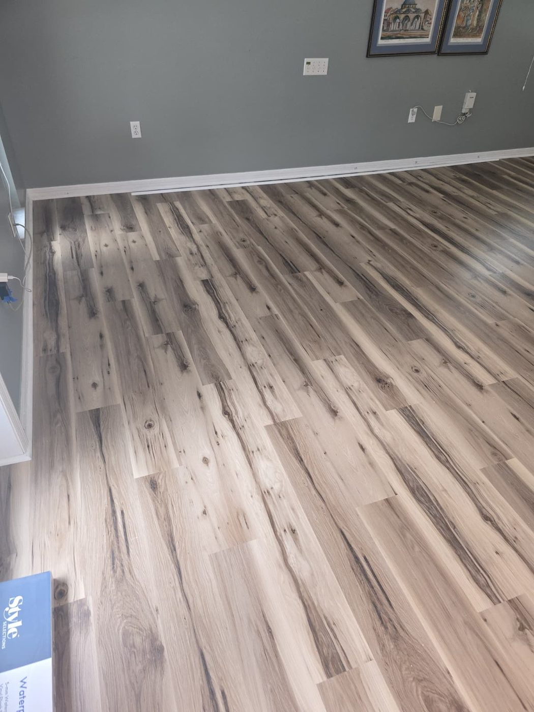 Light gray vinyl plank flooring