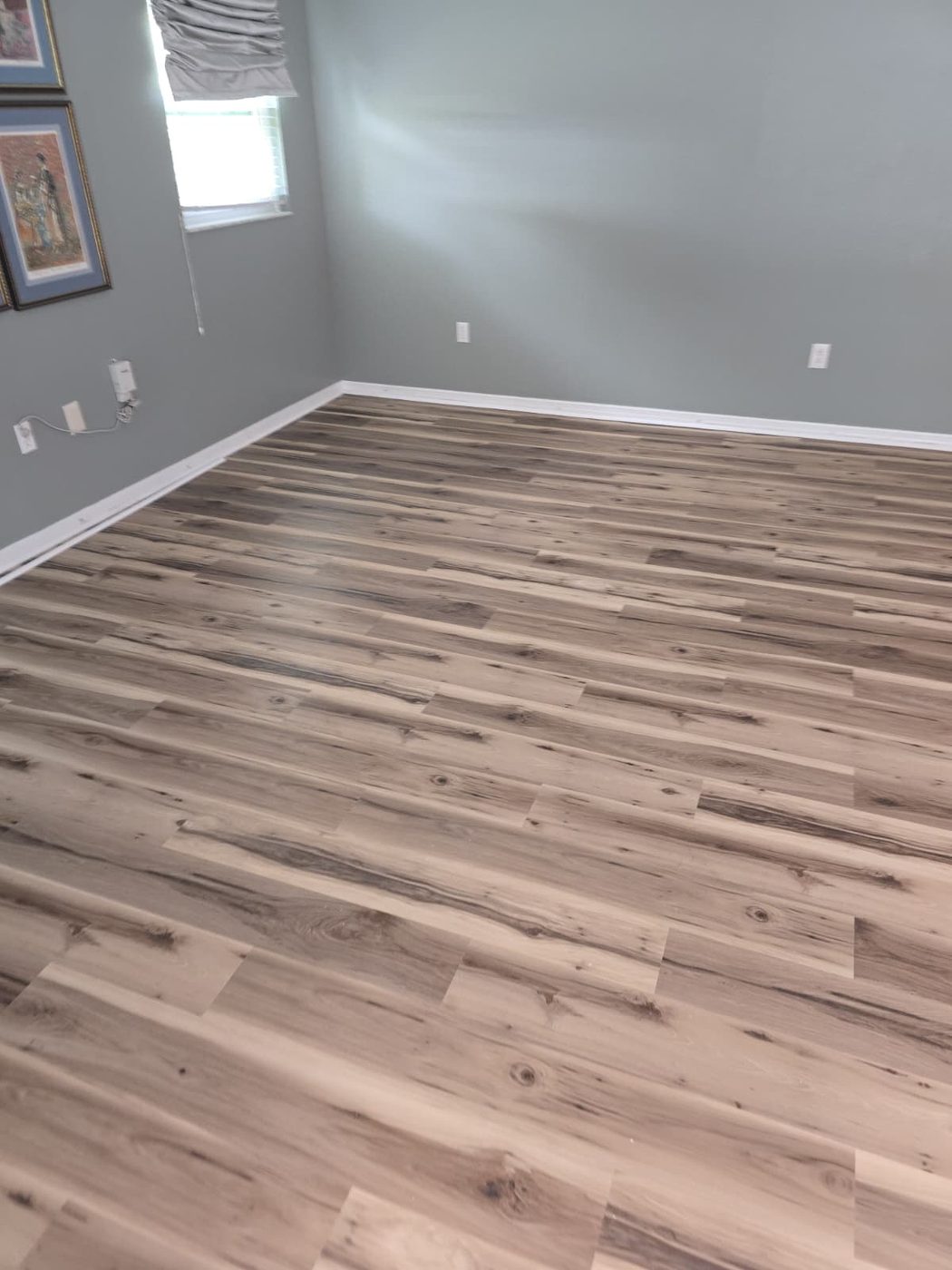 Gray vinyl plank in living room