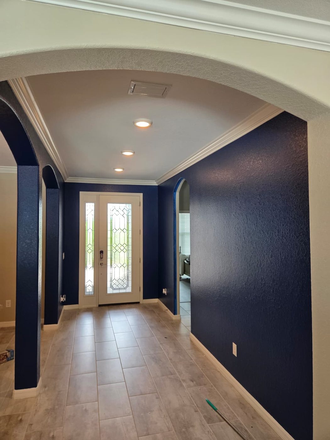 Navy blue interior entry painting
